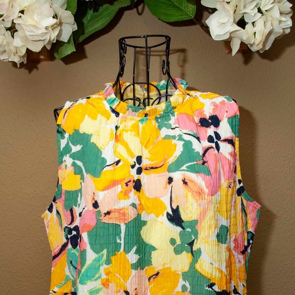 NWT Loft Floral Ruffle Tiered Swing Dress size L - Picture 4 of 8